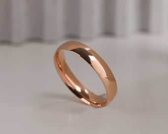 dome rose solid gold / 10k gold  WEDDING BAND for WOMEN and Men Elegant  Wedding Band For Mother's Day