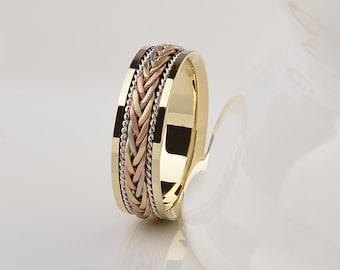 3colors of real gold marriage wedding ring only a few manufacturers in the world can produce it5.00mm wide1.50mm thick 10Kgold wedding bands