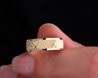 WEDDING BAND 14k SOLID 6.00 mm Male - Women  / Mother's Day / Ring Set His and Hers / Avant garde , Dainty , Unique Engagement Ring