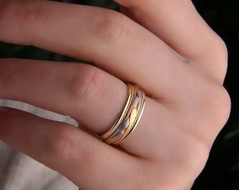 solid gold / 10k carat 7.00 mm Rose Solid Gold for Women's / Handmade Twisted Mother's Day for Gift / Thick Filled Flat Wide for Gift