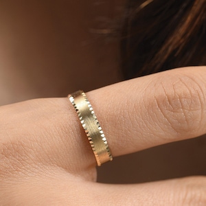 WEDDING BAND 10k / 14k / 4.00 mm Solid Yellow Gold / Bridal Plain Wide Gold Engagement Dome Rings / Matte Comfort Fit for Women&#39;s and Men&#39;s
