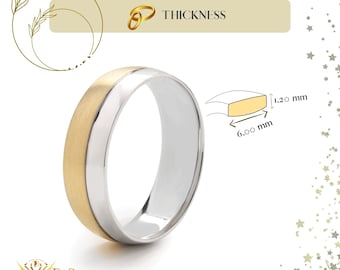 10k 6.mm Solid goldYellow and White Gold ENGAGEMENT RING for Women's and Men's / Infinity  Inspired Rıng Set  / Plain Wide Gold Wedding Band