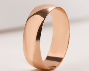 10k / 14k 6.00 mm DOUBLE ROSE SOLID Gold Dome  Wedding Band Set For His and Hers / Elegant  for Men's and women's / Mother's Day for Gift