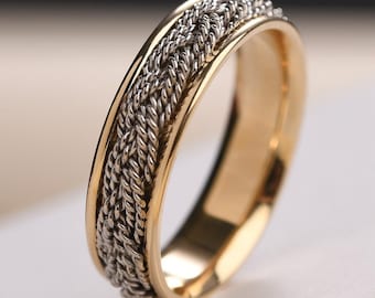 10K gold Braided Rose Solid Gold  / Unique Wedding Band Mother's Day for Gift / Dainty Twisted Rose Gold Ring UNIQUE BRAIDED WEDDING Band