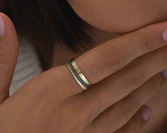 10k solid gold / Infinity  Inspired  5.50 mm Solid Yellow and White Gold Rıng Set  / Plain Wide Gold Wedding Band