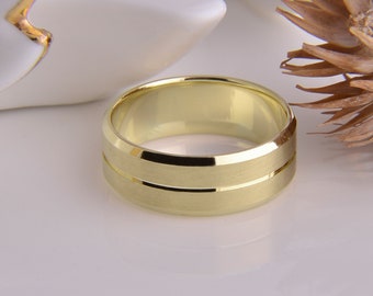 10k 7.00 mm SOLID YELLOW GOLD Engagement Ring for Gift / Unique,Dainty,Handmade  Bridal Wedding Band / Infinity Inspired for Women and Men