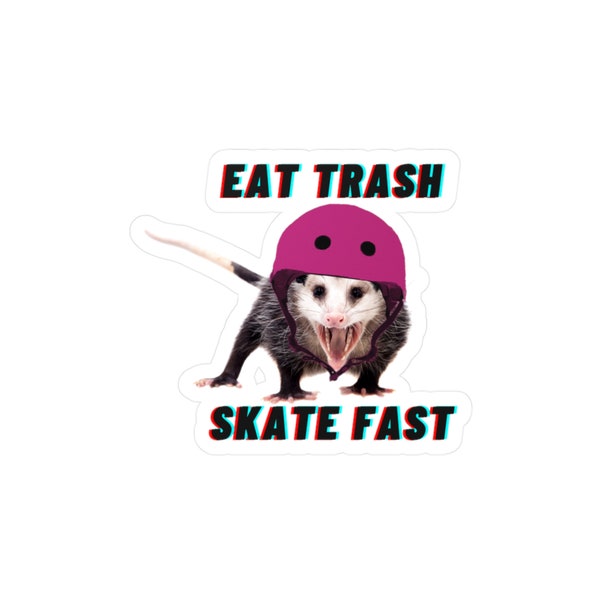 Roller Derby Sticker | Eat Trash Skate Fast | Funny | Possum | Helmet | Gift | Jammer | Blocker | Skater | Quad Skates | Opossum