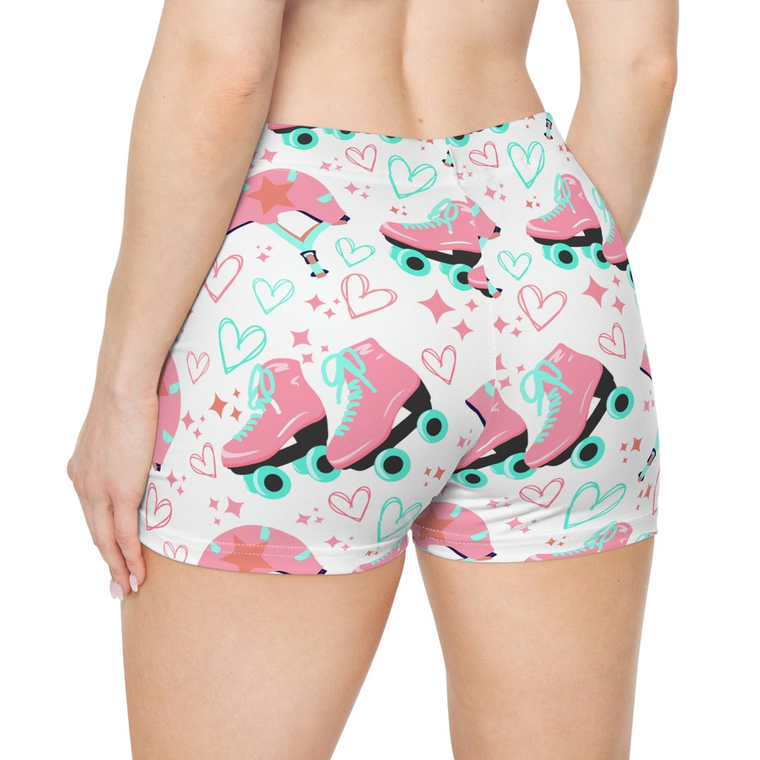 Roller Derby Booty Shorts High Top Quad Skates Jammer Helmet Pink Teal