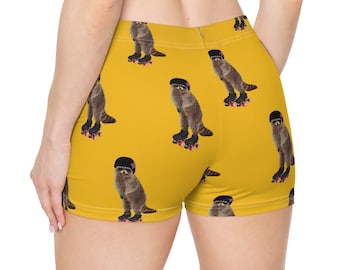 Roller Derby Booty Shorts | Raccoon | Funny Print | Jammer | Practice | Boutfit | Scrimmage | Yellow | Eat Trash | Blocker | Skater