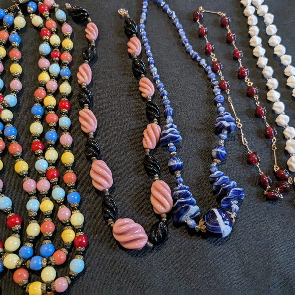 Art Deco Czech glass bead necklaces - assorted styles