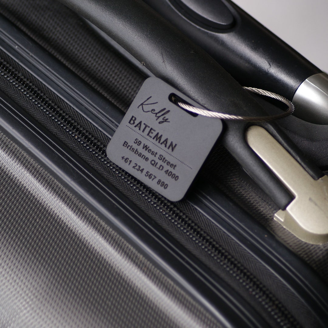 Custom Luggage Tag Discrete 6mm in Matte Black Personalized Luggage Tags Wedding Placement Tags