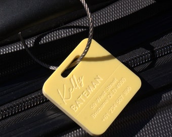 Custom Luggage Tag | Discrete | 6mm in Lemon Bonbon | Personalized Luggage Tags | Wedding Placement Tags | Corporate Gift | Christmas Gift