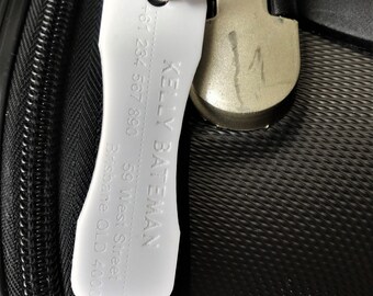 Custom Luggage Tag | Discrete |  6mm in White | Personalized Luggage Tags | Wedding Placement Tags | Corporate Gift | Christmas Gift