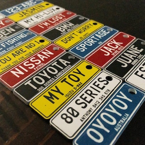 Custom Rego Plate Keyring | Mini License Plate Keyring | Bag Tag