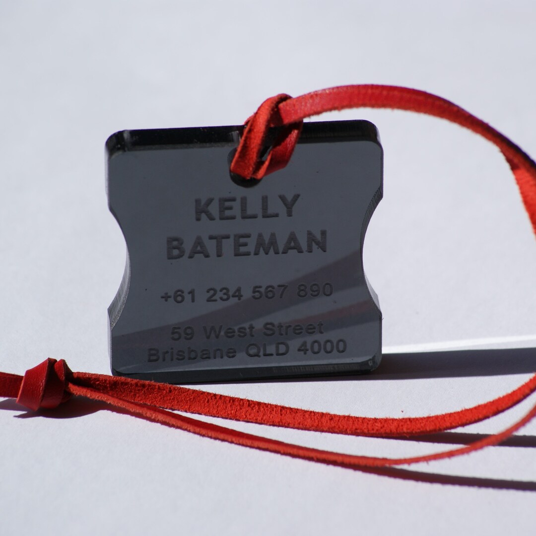 Custom Luggage Tag Discrete 6mm in Dark Tint Personalized Luggage Tags Wedding Placement Tags