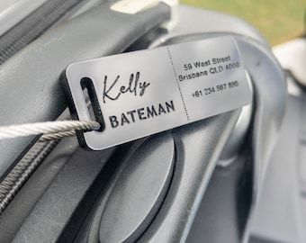 Custom Luggage Tag  Discrete | 6mm in Gloss Black | Personalized Luggage Tags | Wedding Placement Tags | Corporate Gift | Christmas Gift