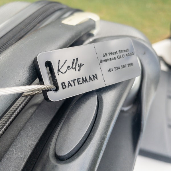Custom Luggage Tag  Discrete | 6mm in Gloss Black | Personalized Luggage Tags | Wedding Placement Tags | Corporate Gift | Christmas Gift