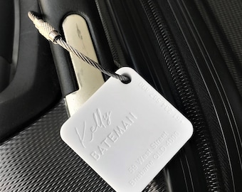 Custom Luggage Tag | Discrete |  6mm in White | Personalized Luggage Tags | Wedding Placement Tags | Corporate Gift | Christmas Gift