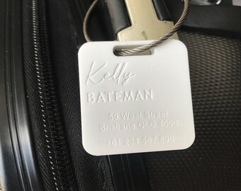 Custom Luggage Tag | Discrete |  6mm in White | Personalized Luggage Tags | Wedding Placement Tags | Corporate Gift | Christmas Gift