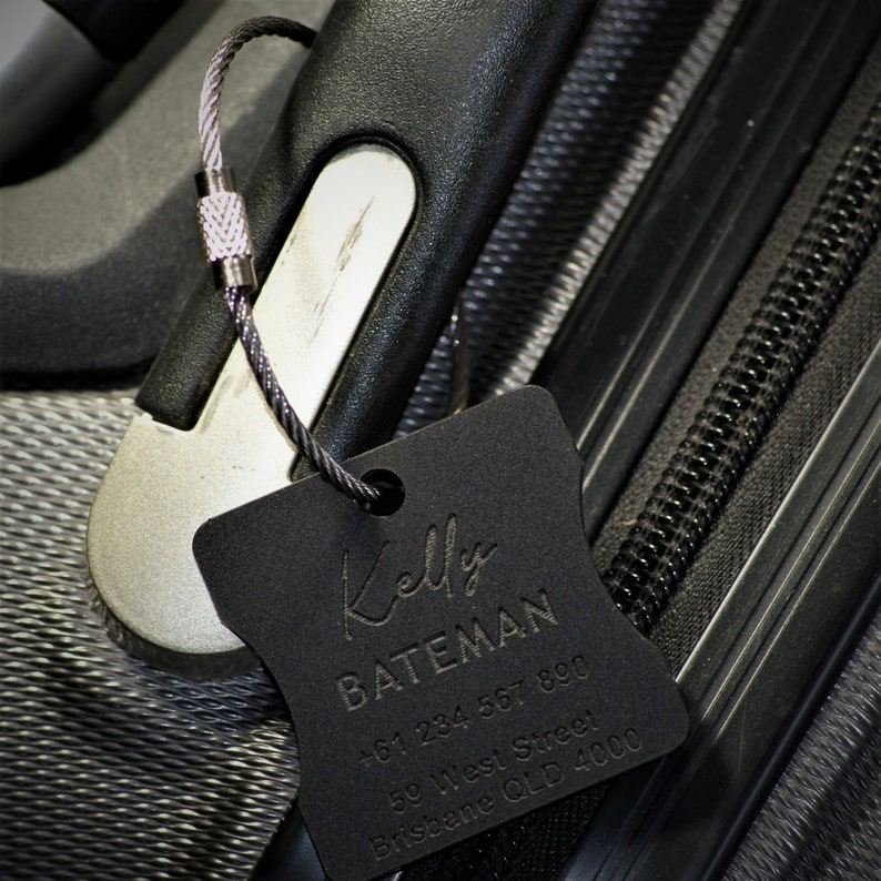 Custom Luggage Tag Discrete 6mm in Matte Black Personalized Luggage Tags Wedding Placement Tags