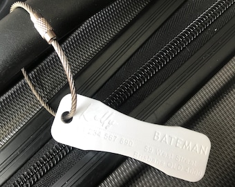 Custom Luggage Tag | Discrete |  6mm in White | Personalized Luggage Tags | Wedding Placement Tags | Corporate Gift | Christmas Gift
