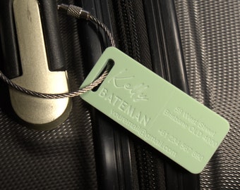 Discrete Personalised Luggage Tags 6mm in Pistachio
