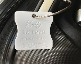 Custom Luggage Tag | Discrete |  6mm in White | Personalized Luggage Tags | Wedding Placement Tags | Corporate Gift | Christmas Gift