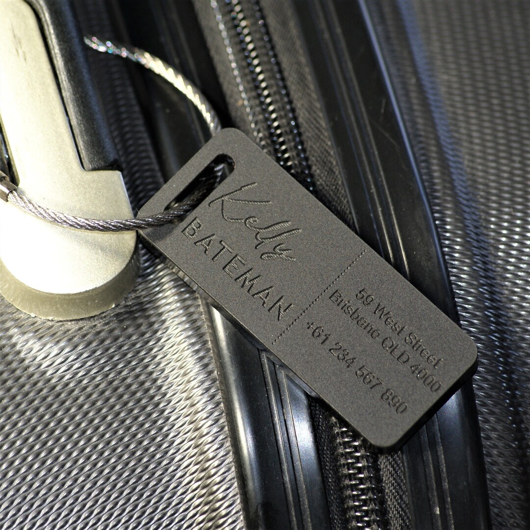Custom Luggage Tag Discrete 6mm in Matte Black Personalized Luggage Tags Wedding Placement Tags