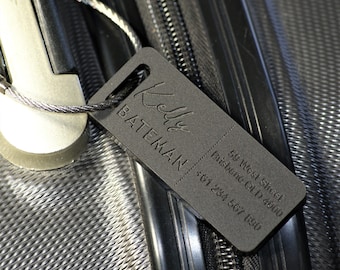 Custom Luggage Tag | Discrete | 6mm in Matte Black | Personalized Luggage Tags | Wedding Placement Tags | Corporate Gift | Christmas Gift