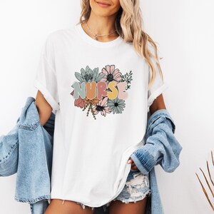 Floral Nurse Shirt, New Nurse Gift, Nurse Appreciation, Nurse Student Tee, Registered Nurse Shirt Nursing School Tee, Comfort Colors T-shirt