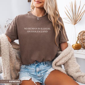 No Human Is Illegal on Stolen Shirt, Comfort Colors® Immigration Tee, Anti Racist Shirt, Human Rights Activism, Social Justice T-Shirt