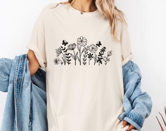 Aesthetic Flower Shirt, Wildflower Christian Tee, Faith Floral Shirt, Plant Lover Gift, Vintage Botanical Shirt, Nature Tee, Perfect Nature