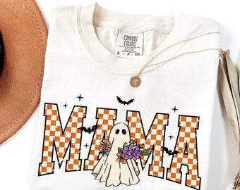 Halloween Mama Comfort Colors® Shirt, Mom Halloween Shirt, Spooky Mama Shirt, Mama Halloween, Cute Ghost Shirt, Floral Ghost Shirt