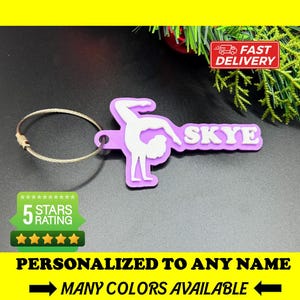 Gymnastics Personalized Keychain - Keyring - Bag Tag - Name Tag - 3D Printed Plastic