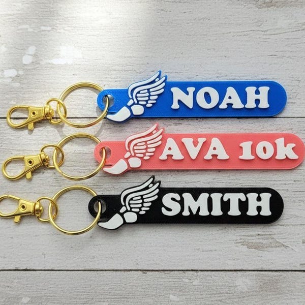 Bulk discount- Track & Field Personalized Keychain / Keyring / Bag Tag / Name Tag - 3D Printed Plastic