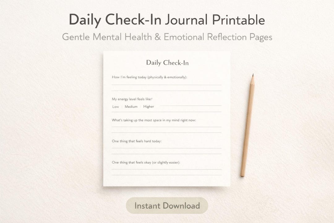 Self Check In Journal Daily Check-in Journal Printable | Gentle Mental Health & Emotional ...