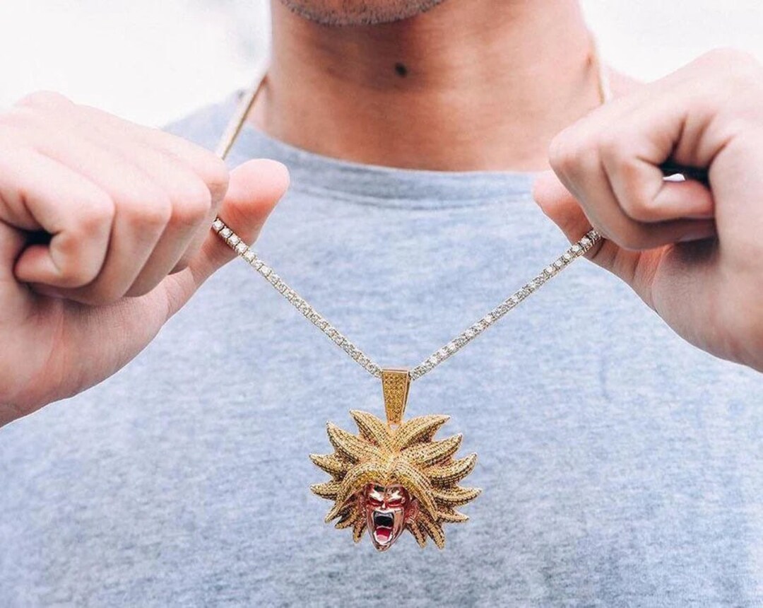 Broly Pendant 14k Gold Dragon Ball Z VVS Diamonds Jewelry Etsy