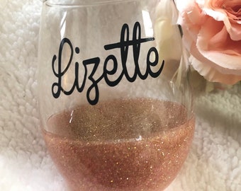 Copo de vinho com glitter personalizado, presentes de aniversário, presente de dia das mães, caixa de presente de noiva, presente de damas de honra, presente de casamento