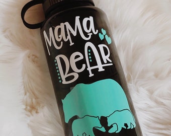 Mama bear water bottle with tracker, personalized Wide Mouth bottles, mom to be gift, birthday gift for mom,