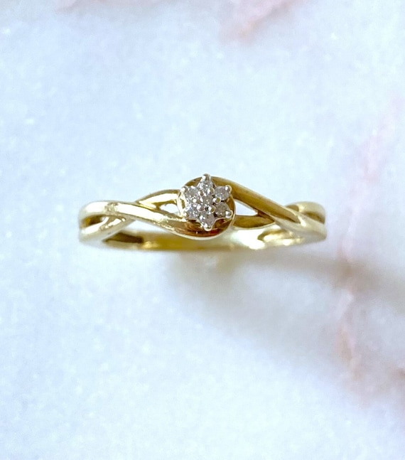 Buy Vintage 9k Gold Floral Diamond Ring: Minimalist Promise Ring