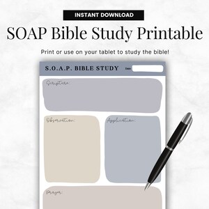 Estudio Bíblico SOAP Imprimible / Guía de Estudio Bíblico Digital Imprimible / Rastreador de Lectura Bíblica SOAP