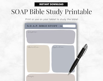 SOAP Bible Study Printable | Digital Printable Bible Study Guide | SOAP Bible Reading Tracker