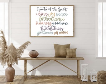 Fruit of the Spirit Wall Art Printable Download, Nursery Bible Verse Wall Art, Christian Preschool Artwork, Scripture Wall Art