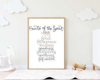 Fruit of the Spirit Wall Art Printable Download, Bible Verse Wall Art, Christian Preschool Artwork, Scripture Wall Art, Modern Christian Art