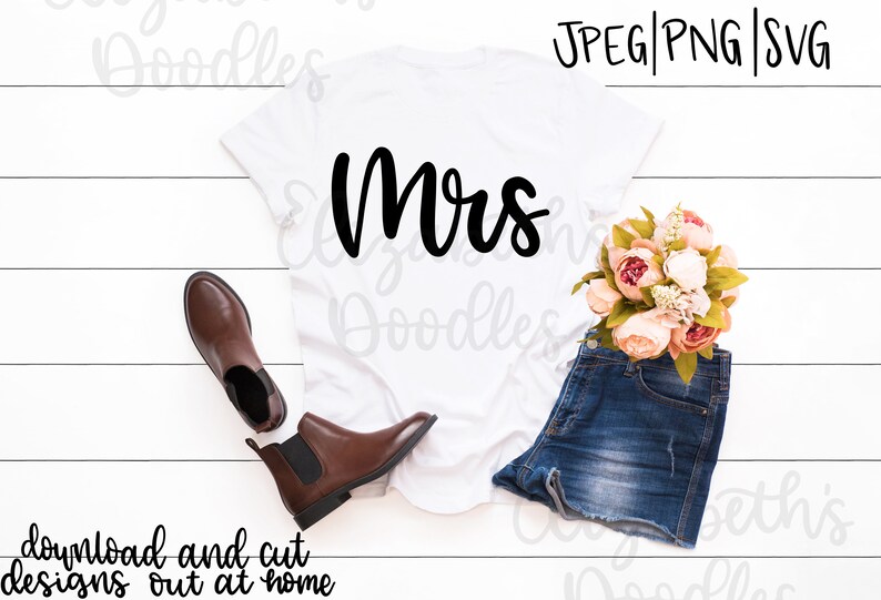 Mrs. With Script Under Mr and Mrs Script Cut Files, SVG, PNG, JPEG, Personal and Commercial ...