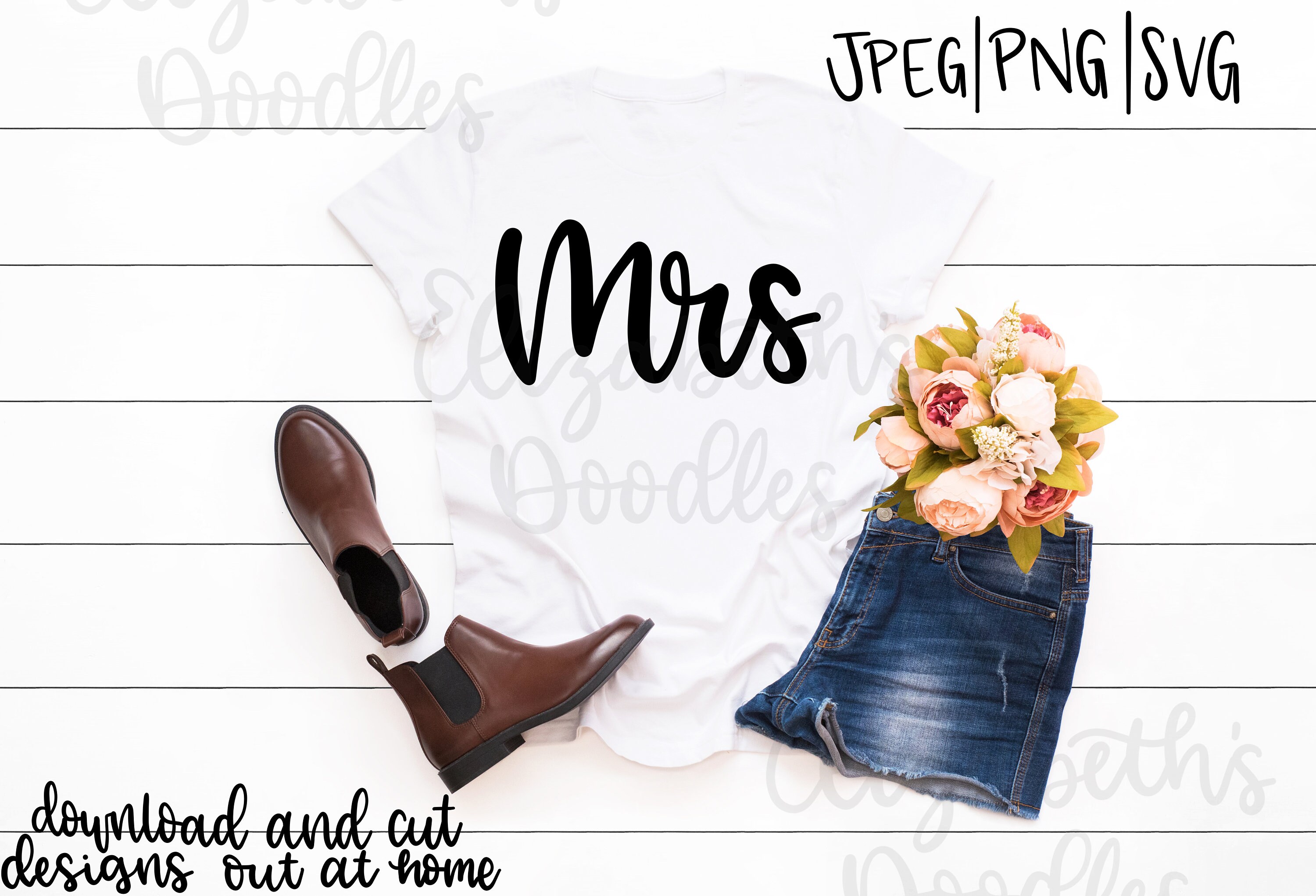 Mrs. With Script Under Mr and Mrs Script Cut Files, SVG, PNG, JPEG, Personal and Commercial ...