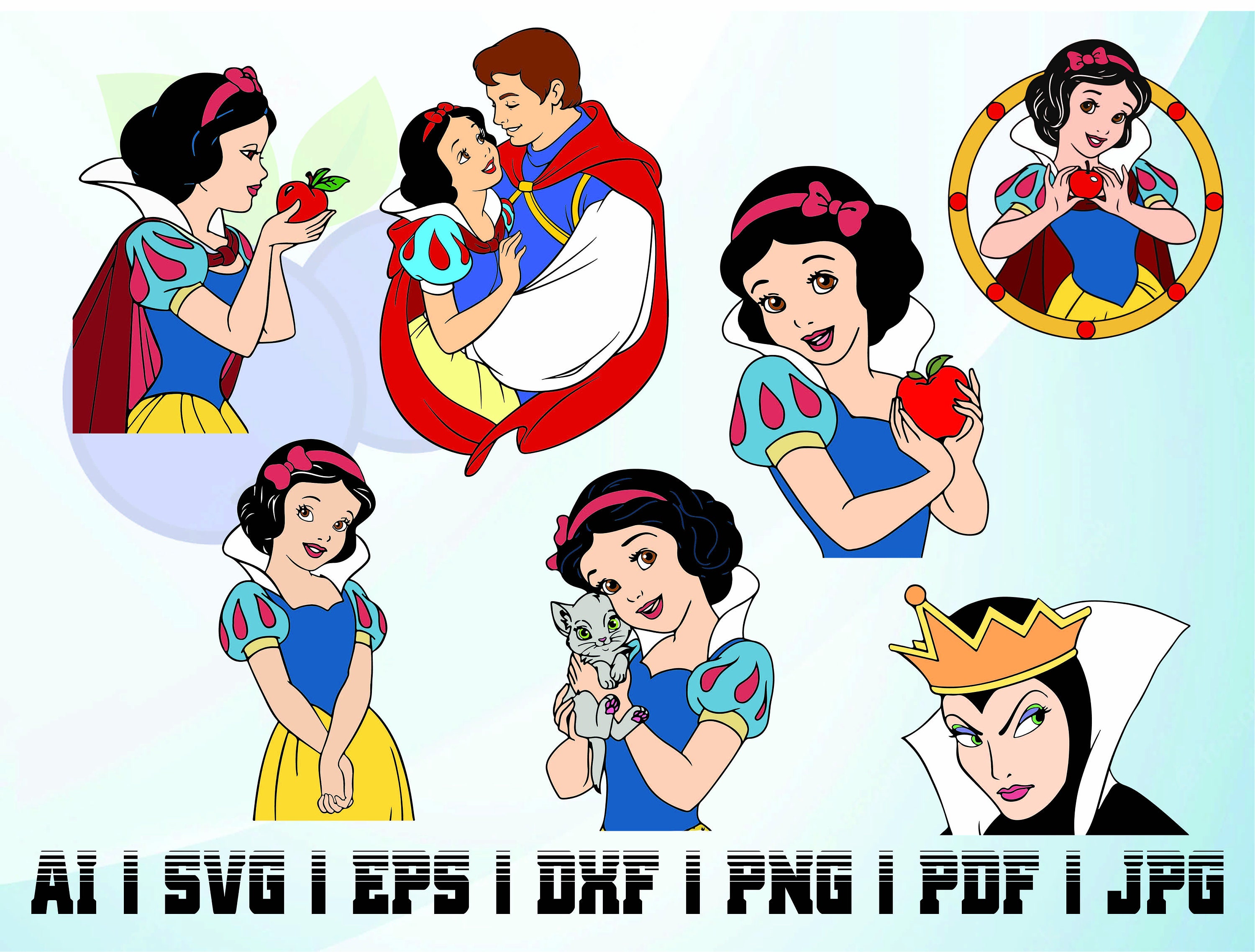 Snow White Svg Cricut Ready Princess Clipart Bundle Kit - Etsy