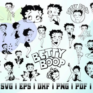 26 betty boop svg silueta contorno vector descarga instantánea