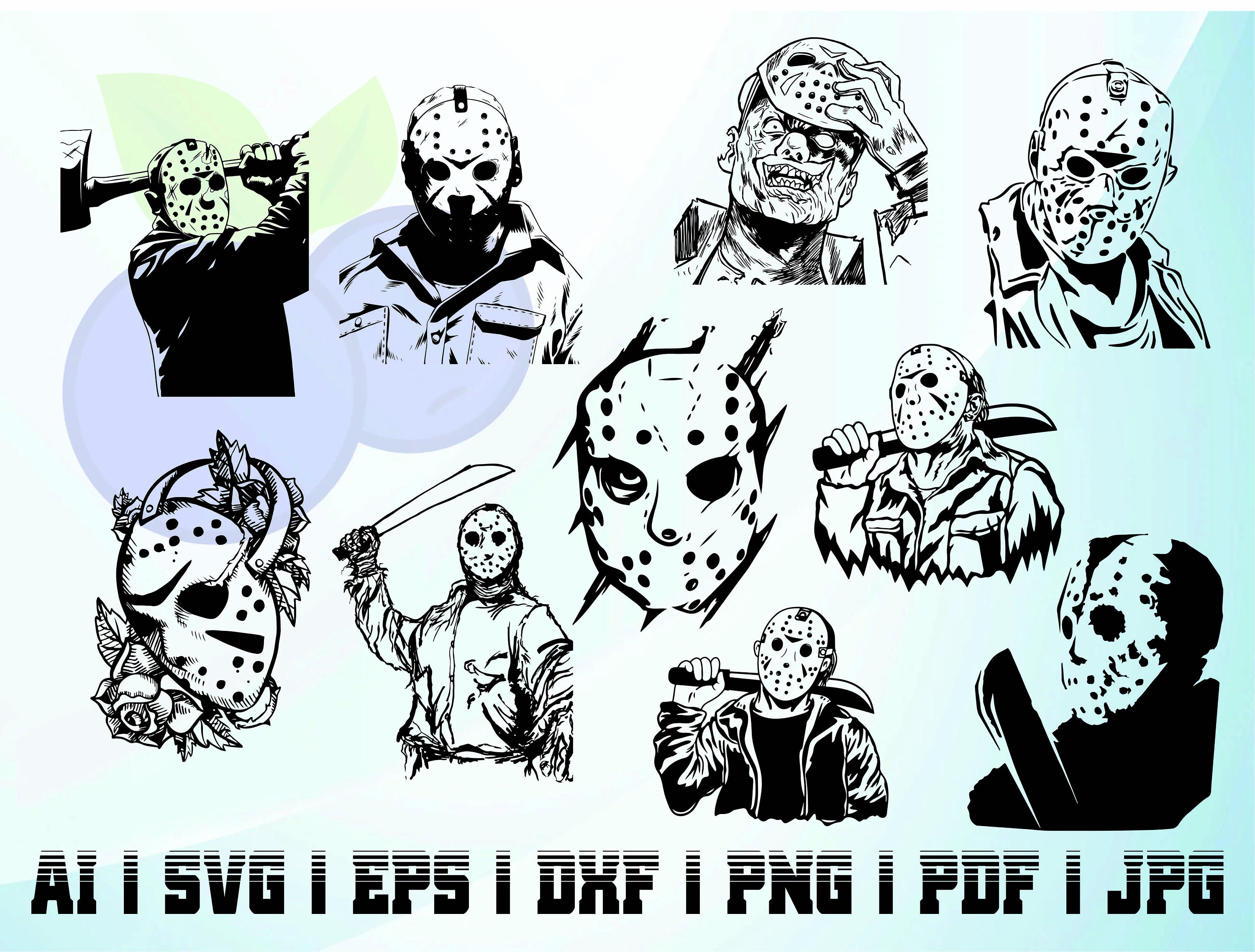 Jason voorhees svg silueta paquete de halloween película de - Etsy España