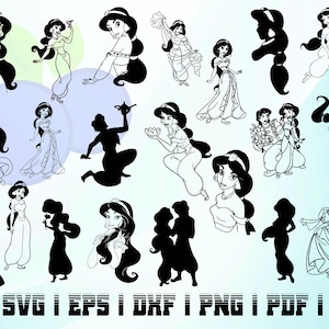 21 Jasmin Prinzessin svg Silhouette Bundle Kit sofortigen download